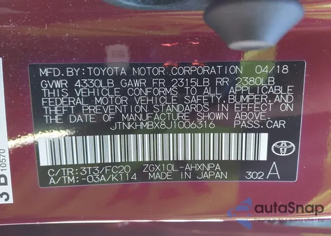 2018 Toyota C-Hr Xle Premium из США, поврежденный, VIN JTNKHMBX8J1006316